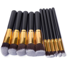 Load image into Gallery viewer, 10 Pcs Golden Makeup Brushes