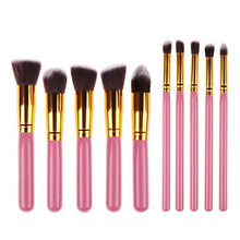 Load image into Gallery viewer, 10 Pcs Golden Makeup Brushes