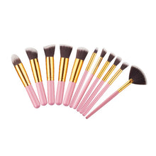 Load image into Gallery viewer, 10 Pcs Golden Makeup Brushes