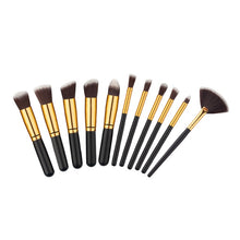 Load image into Gallery viewer, 10 Pcs Golden Makeup Brushes